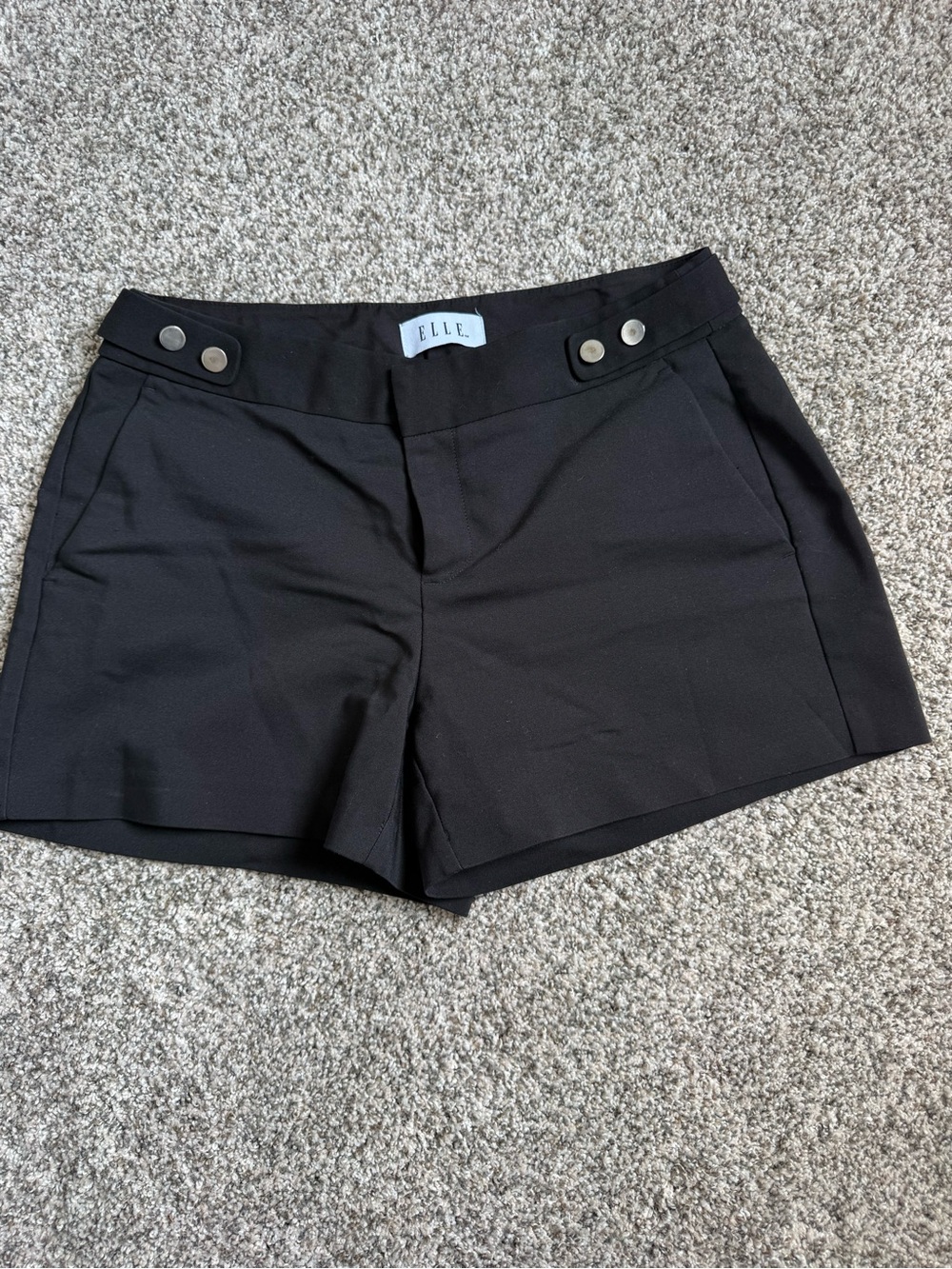 Elle Black Tailored Bermuda Shorts with Button Tabs